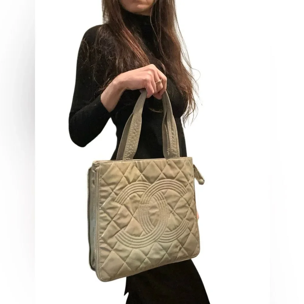 CHANEL Quilted Tan Tote Bag